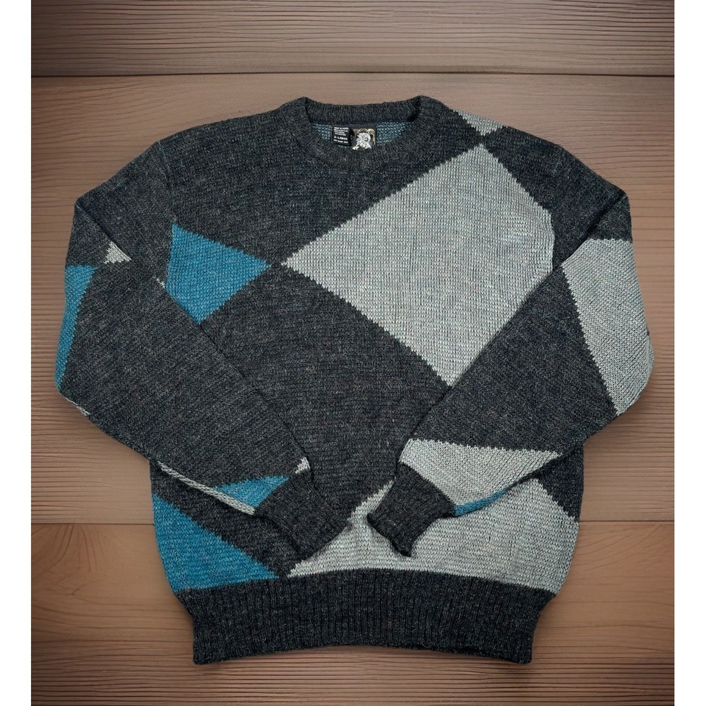 Vintage Kennington XL Wool Blend Color Block‎ Geometric Grandpa Sweater